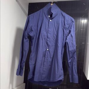 Navy Tailored Long Sleeve Dress Shirt